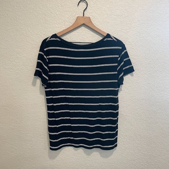 Mossimo Supply Black & White Striped V Neck Tee Medium - Picture 4 of 4